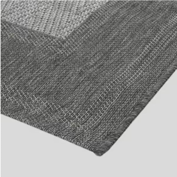 Gray 8 x 10 Border Indoor/Outdoor Area Rug