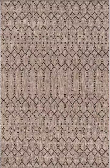 5 ft. x 8 ft. Natural/Black Ourika Moroccan Geometric Textured Weave Indoor/Outdoor Area Rug
