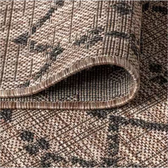 5 ft. x 8 ft. Natural/Black Ourika Moroccan Geometric Textured Weave Indoor/Outdoor Area Rug