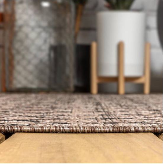 5 ft. x 8 ft. Natural/Black Ourika Moroccan Geometric Textured Weave Indoor/Outdoor Area Rug