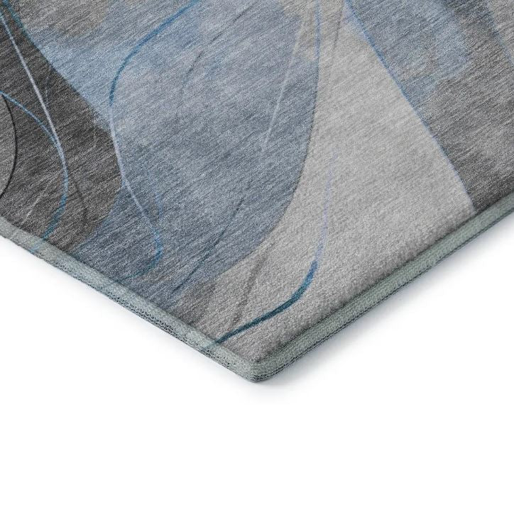 5' x 7'6" Gray Premium Washable Super Soft Modern Waves Mayfield Area Rug
