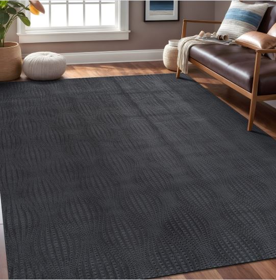 5X7 - Dark Gray Beverly Rug Serenity Solid Modern Non Slip Soft Indoor Area Rug