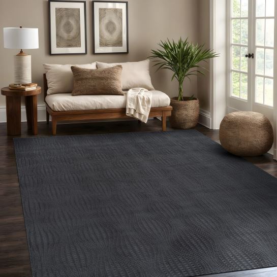 5X7 - Dark Gray Beverly Rug Serenity Solid Modern Non Slip Soft Indoor Area Rug