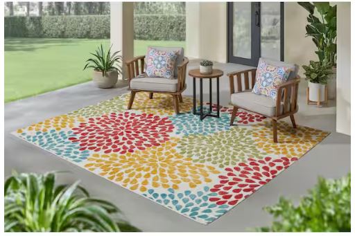Park Pointe Multi Color 5 ft. x 7 ft. Burst Indoor/Outdoor Area Rug