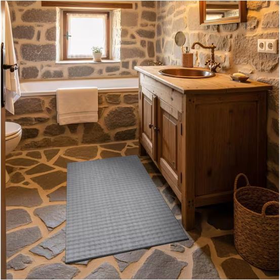 Sequoia 3 ft. ft. x 5 ft. Grey Non-Slip Rubber Back Washable Polyester Checker Indoor Outdoor Area Rug