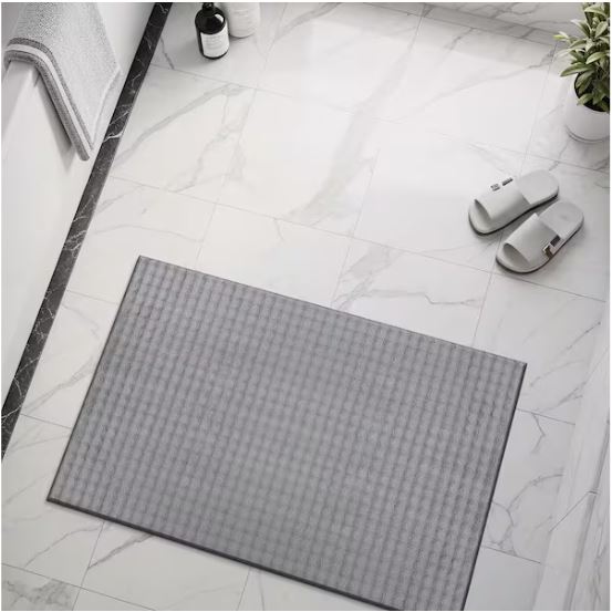 Sequoia 3 ft. ft. x 5 ft. Grey Non-Slip Rubber Back Washable Polyester Checker Indoor Outdoor Area Rug