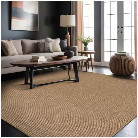 Terra Fiber Easy Jute Natural 6 ft. x 9 ft. Solid Indoor Outdoor Area Rug