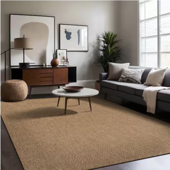 Terra Fiber Easy Jute Natural 6 ft. x 9 ft. Solid Indoor Outdoor Area Rug