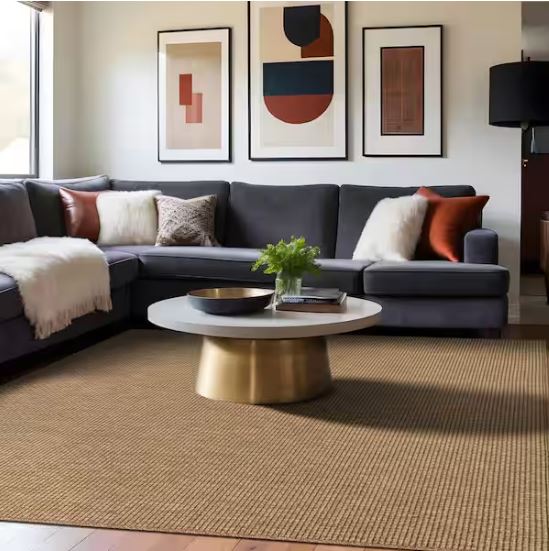 Terra Fiber Easy Jute Natural 6 ft. x 9 ft. Solid Indoor Outdoor Area Rug