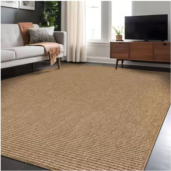 Terra Fiber Easy Jute Natural 6 ft. x 9 ft. Solid Indoor Outdoor Area Rug