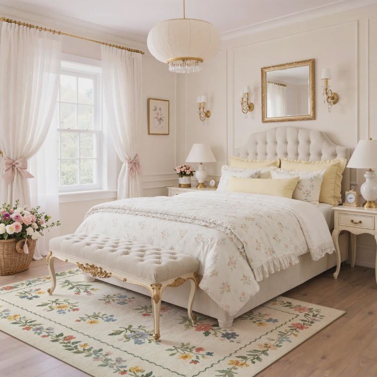 6x9 Abingdon Aaron Floral Area Rug, Machine Washable, Soft Faux Cashmere& Non-Slip Backing