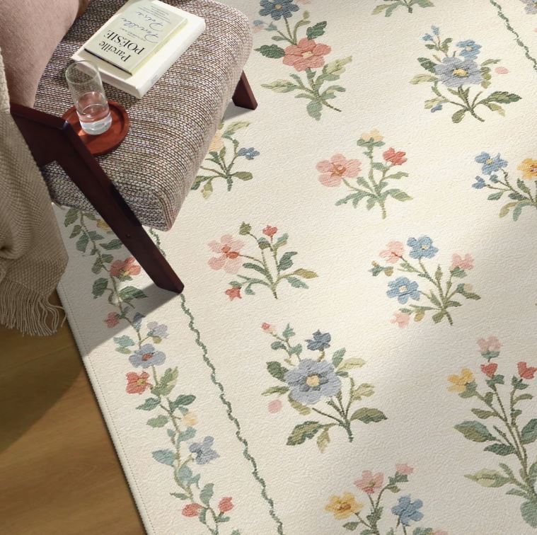 6x9 Abingdon Aaron Floral Area Rug, Machine Washable, Soft Faux Cashmere& Non-Slip Backing