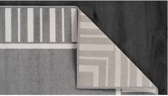 Edge Gray 6 ft. x 9 ft. Rubber Back Washable Geometric Border Indoor Outdoor Patio Area Rug