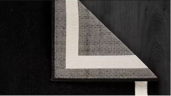 Aura Black 5x7 ft. Rubber Back Washable Modern Bordered Indoor Outdoor Area Rug
