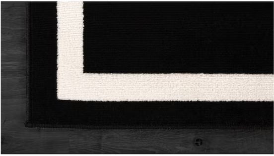 Aura Black 5x7 ft. Rubber Back Washable Modern Bordered Indoor Outdoor Area Rug