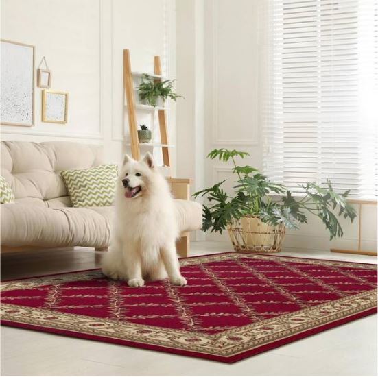 House Collection Non-Slip Rubberback Trellis Design 3 x 5 Indoor Area Rug, 3 ft. 3 in. x 4 ft. 7 in., Red Trellis