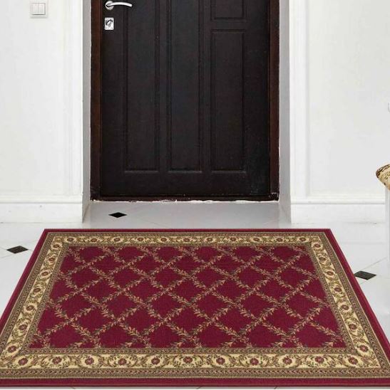 House Collection Non-Slip Rubberback Trellis Design 3 x 5 Indoor Area Rug, 3 ft. 3 in. x 4 ft. 7 in., Red Trellis