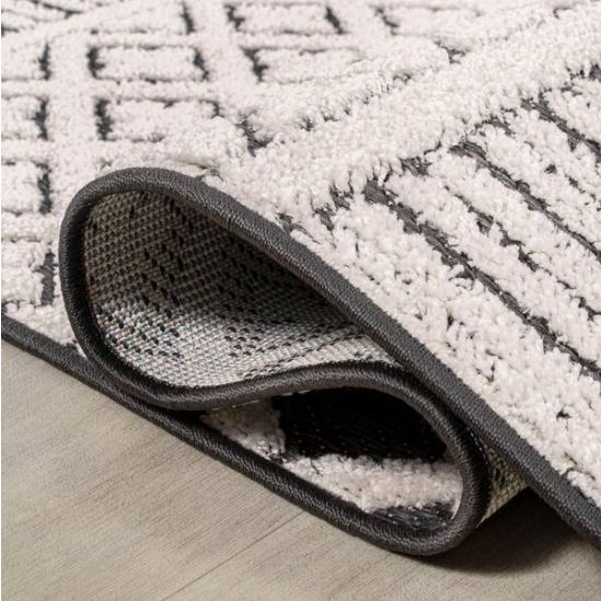 Ormond High-Low Modern Trellis Geometric Cream/Black 4 ft. x 6 ft. Indoor/Outdoor Area Rug