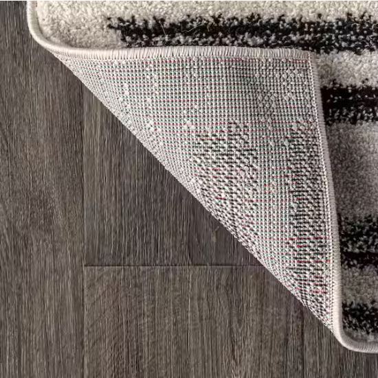 Khalil Modern Berber Stripe Cream/Black 4 ft. x 6 ft. Area Rug