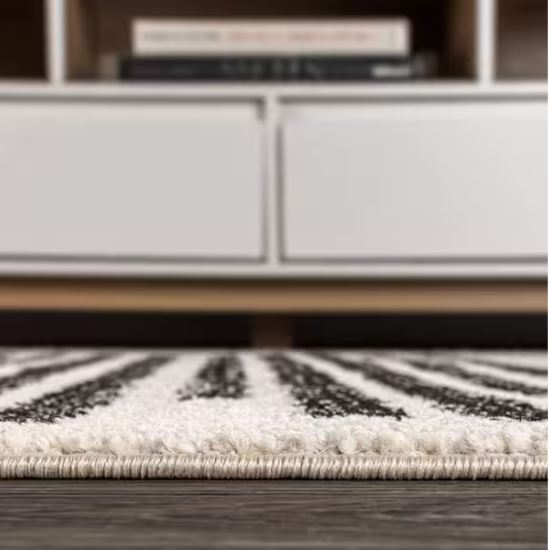 Khalil Modern Berber Stripe Cream/Black 4 ft. x 6 ft. Area Rug