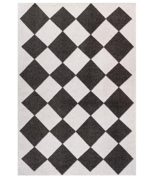 Draper Classic Geometric Diamond Pattern White/Charcoal 4 ft. x 6 ft. Area Rug
