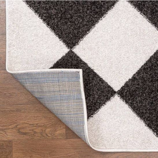 Draper Classic Geometric Diamond Pattern White/Charcoal 4 ft. x 6 ft. Area Rug