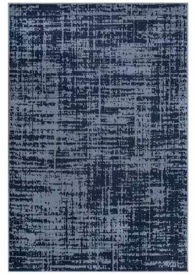 Atlas Navy 5x7 ft. Rubber Back Washable Modern Canvas Indoor Outdoor Area Rug