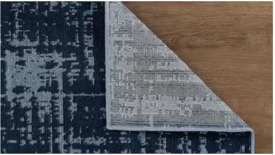 Atlas Navy 5x7 ft. Rubber Back Washable Modern Canvas Indoor Outdoor Area Rug
