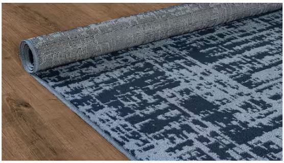 Atlas Navy 5x7 ft. Rubber Back Washable Modern Canvas Indoor Outdoor Area Rug