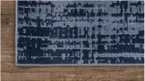Atlas Navy 5x7 ft. Rubber Back Washable Modern Canvas Indoor Outdoor Area Rug