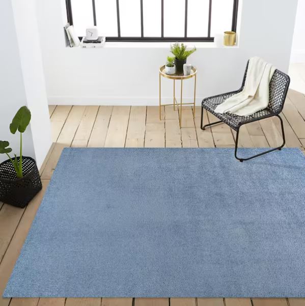 Haze Solid Low-Pile Classic Blue 8 ft. x 10 ft. Area Rug