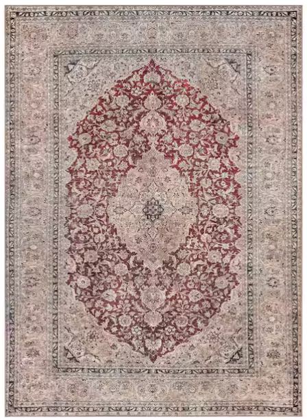 7 ft. 10 in. x 9 ft. 10 in. Lotus Tonti Red Vintage Medallion Oriental Machine Washable Area Rug