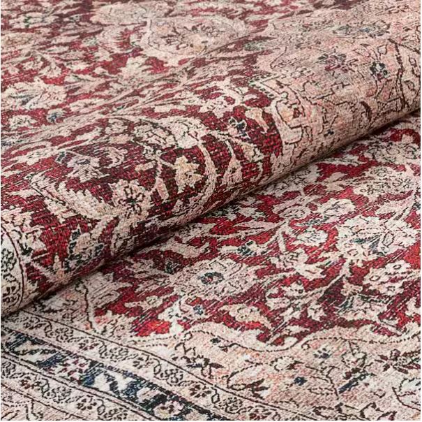7 ft. 10 in. x 9 ft. 10 in. Lotus Tonti Red Vintage Medallion Oriental Machine Washable Area Rug