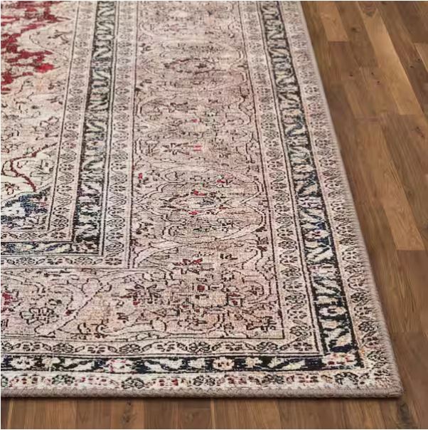 7 ft. 10 in. x 9 ft. 10 in. Lotus Tonti Red Vintage Medallion Oriental Machine Washable Area Rug