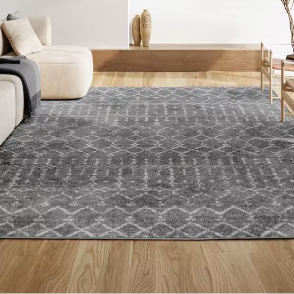 Moroccan HYPE Boho Vintage Diamond Gray/Ivory 8 ft. x 10 ft. Area Rug