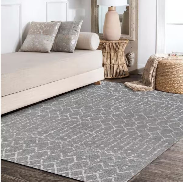 Moroccan HYPE Boho Vintage Diamond Gray/Ivory 8 ft. x 10 ft. Area Rug