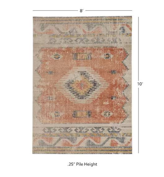 8 ft. x 10 ft. Puissantt Zero Barlow Ivory and Rust Area Rug
