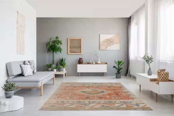 8 ft. x 10 ft. Puissantt Zero Barlow Ivory and Rust Area Rug