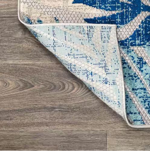 8 ft. x 10 ft. Tropics Palm Leaves Gray/Blue Indoor/Outdoor Area Rug