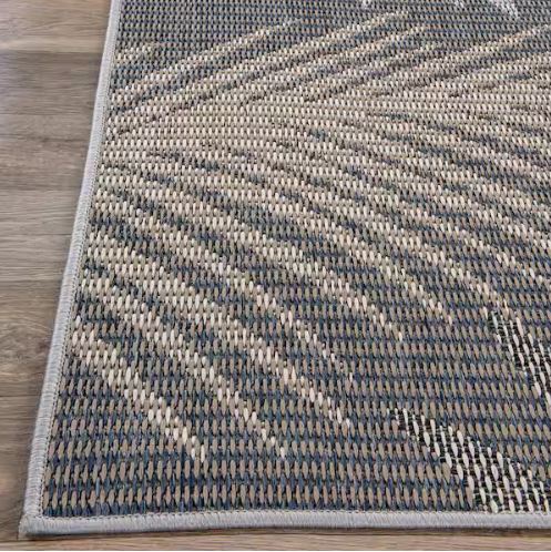 7 ft. 10 in. x 10 ft. Gray Bahama Palm Frond Indoor/Outdoor Area Rug