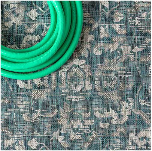 Malta Bohemian Medallion Teal/Gray 5 ft. 3 in. x 7 ft. 7 in. Textured Weave Indoor/Outdoor Area Rug