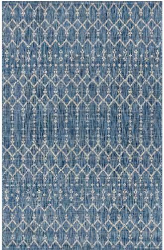 7 ft. 9 in. x 10 ft. Ourika Moroccan Navy/Light Gray Geometric Textured Weave Indoor/Outdoor Area Rug