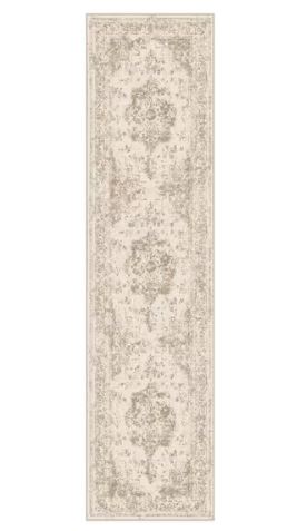 2 ft. x 8 ft. Jane Eyre Beige Vintage Medallion Distressed Runner Rug