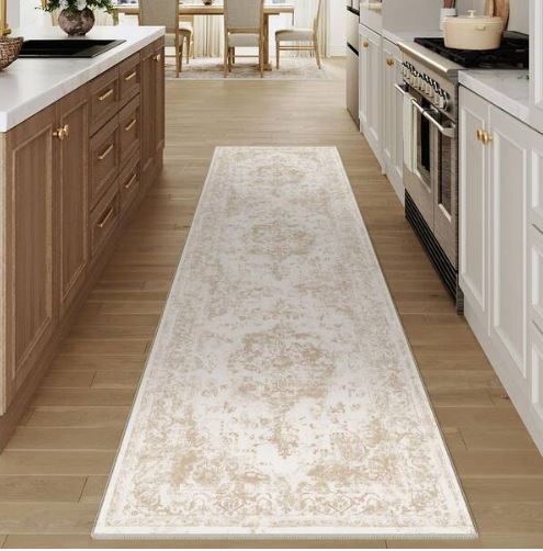 2 ft. x 8 ft. Jane Eyre Beige Vintage Medallion Distressed Runner Rug