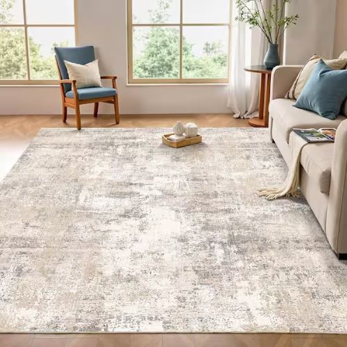 5 ft. x 7 ft. Van Gogh Beige/Grey Modern Abstract Area Rug