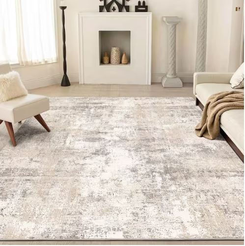 5 ft. x 7 ft. Van Gogh Beige/Grey Modern Abstract Area Rug