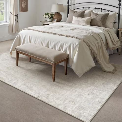 Clouds 6 ft. x 9 ft. Beige Washable Modern Abstract Area Rug