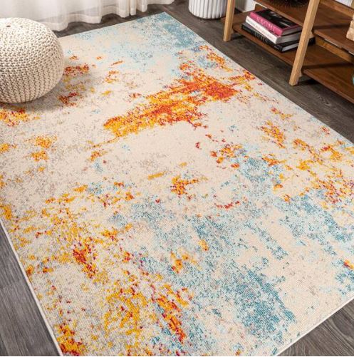 5 ft. x 7 ft. Sunset Modern Abstract Orange/Multi Area Rug
