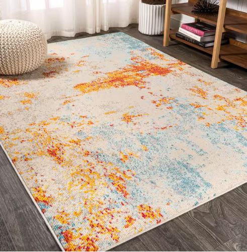 5 ft. x 7 ft. Sunset Modern Abstract Orange/Multi Area Rug