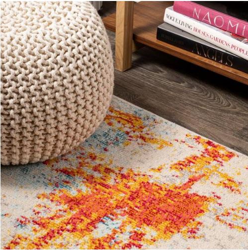 5 ft. x 7 ft. Sunset Modern Abstract Orange/Multi Area Rug